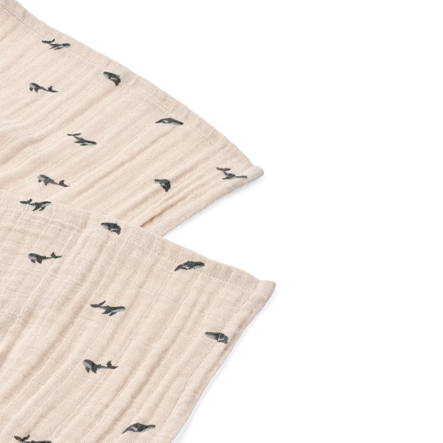 Liewood Lewis Muslin Stofble 2 - pak, Mini Whale/Sandy