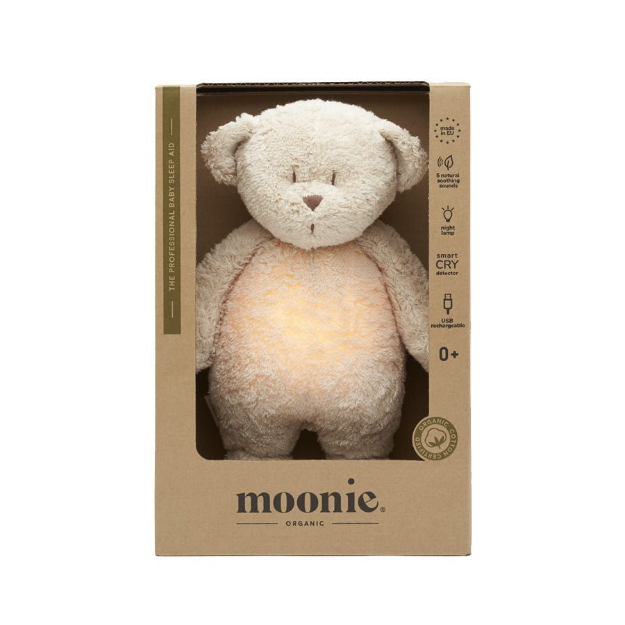 Moonie 2.0 Organic Humming Bjørn med lampe, sand