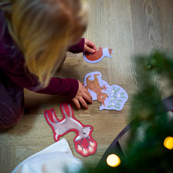 Filibabba Sæt Med 4 Puslespil, Wonderful Winter - Skovens Dyr