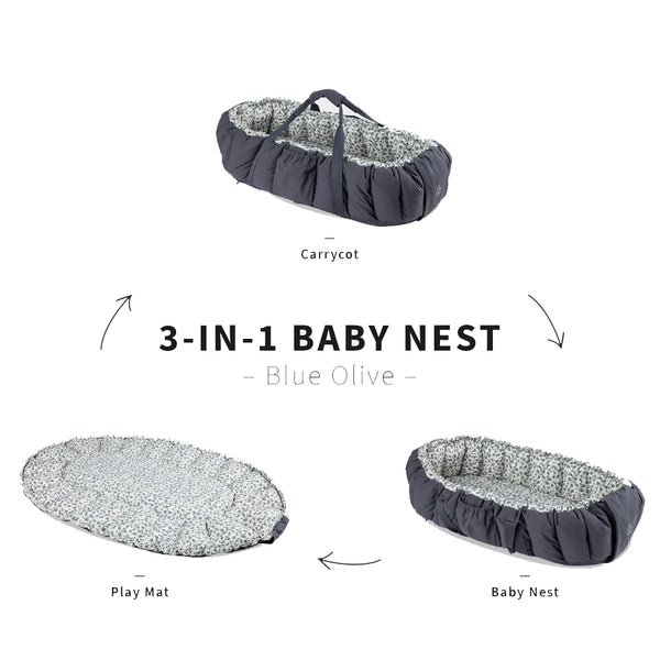 Sebra 3-i-1 babynest, blue ollive