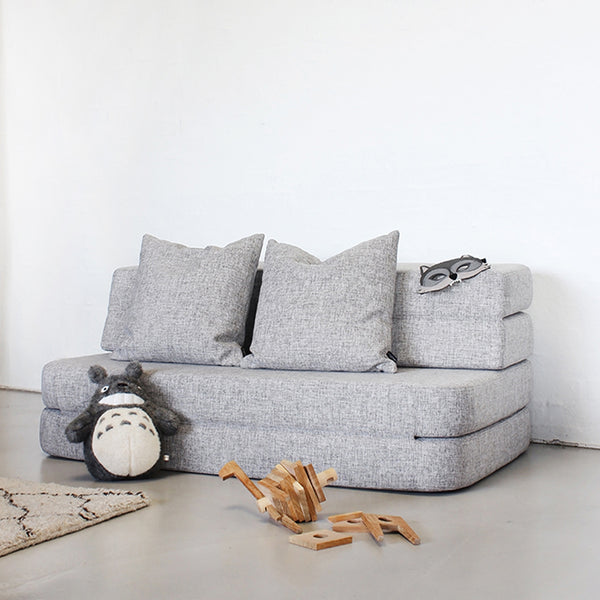 byKlipKlap 3-fold sofa, 120 cm multigrå m grå knap