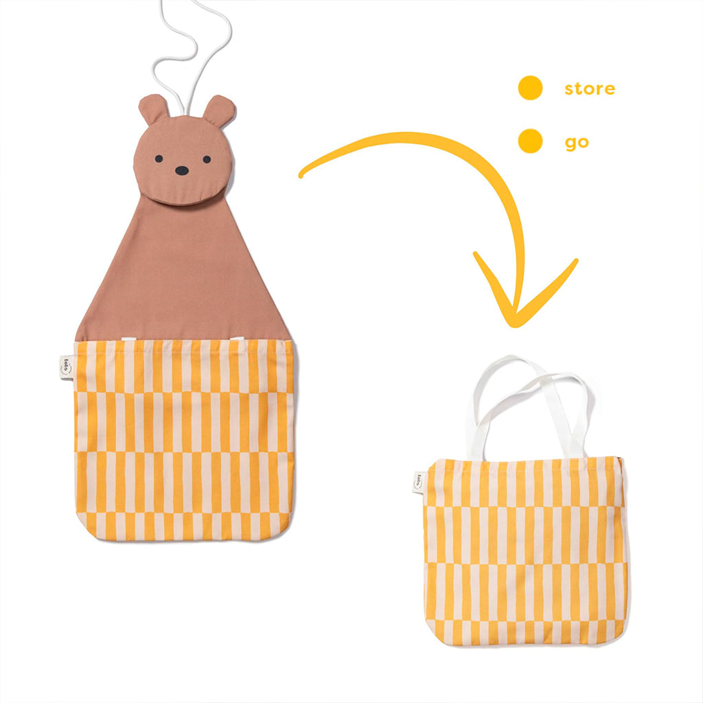 2-I-1 Toto Bear Væg Organizer & Tote Bag