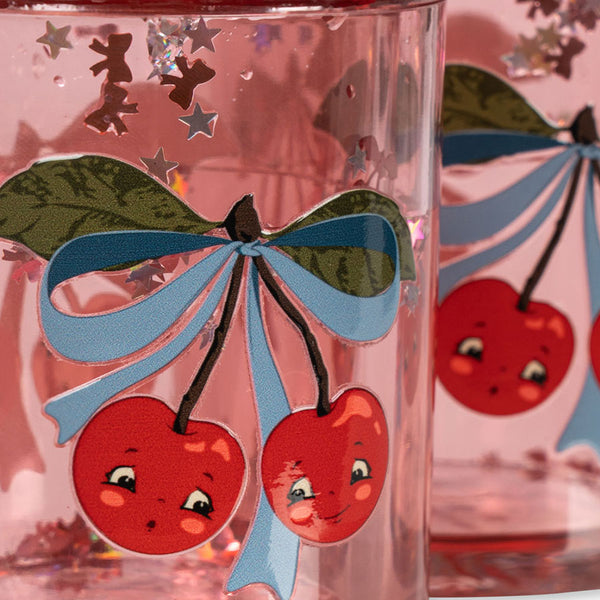 2-Pak Glitter Kop med Cherry Bow