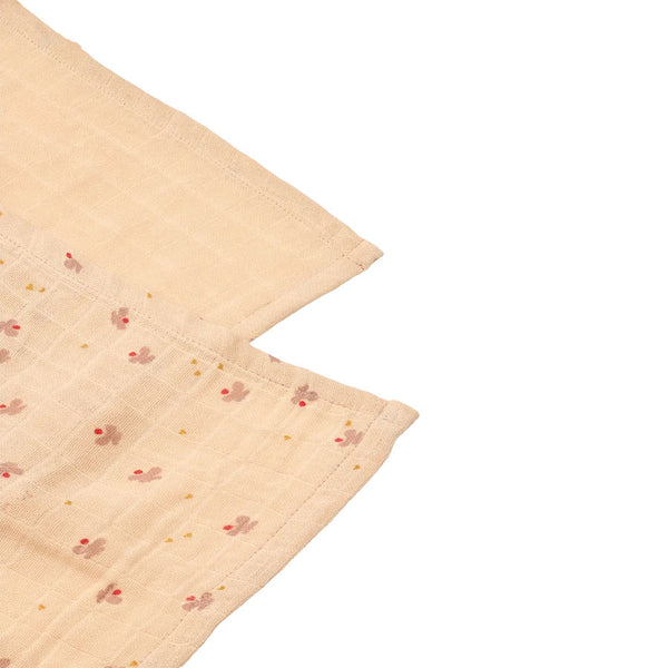 2-Pak Lewis Muslin Stofbleer i Mini Butterfly/Apple Blossom Mix