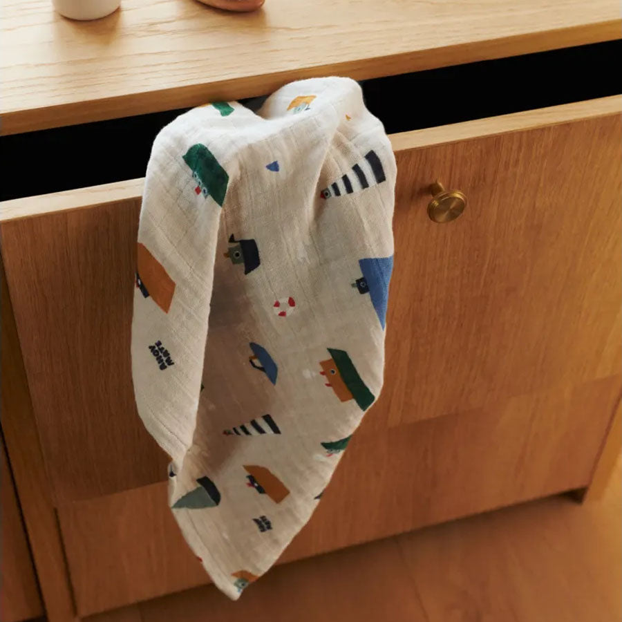 2-Pak Lewis Muslin Stofbleer i Sailing/Dove Blue Mix