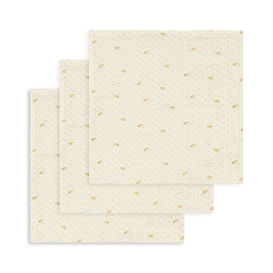 3-Pak Muslin Stofbleer i Lemon Dot