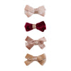 4-Pak Hårspænder Glitter Velvet Bow