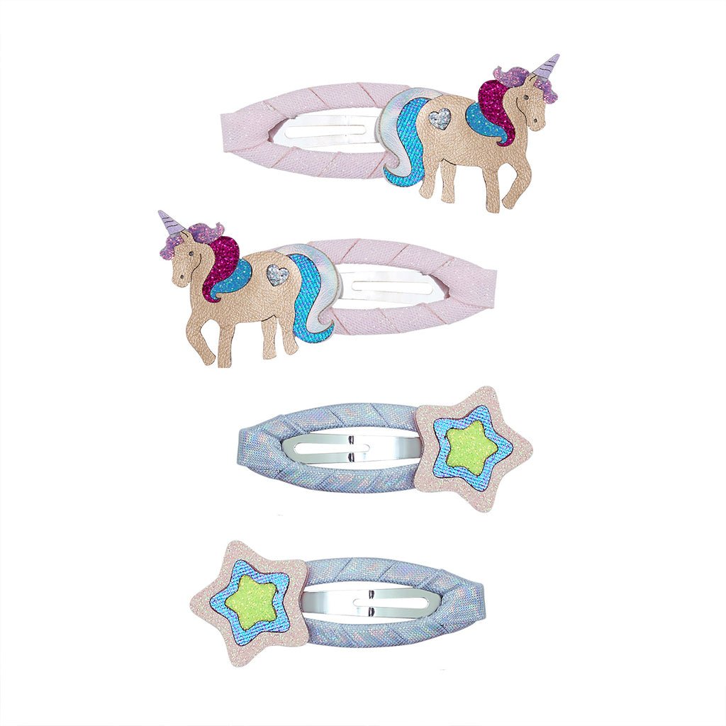4-Pak Hårspænder Magical Unicorn