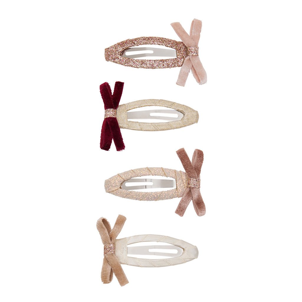4-Pak Hårspænder Skinny Velvet Bow