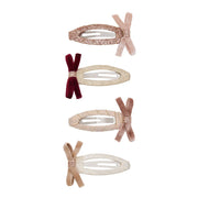 4-Pak Hårspænder Skinny Velvet Bow