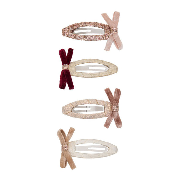 4-Pak Hårspænder Skinny Velvet Bow