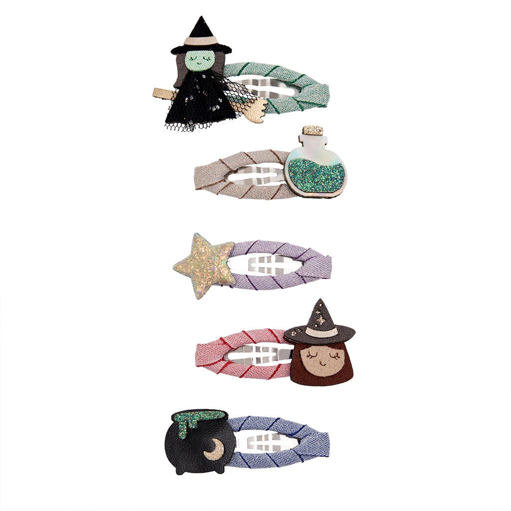 5-Pak Hårspænder Mini Witch Halloween