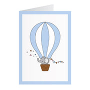 Kort Med Elefant I Luftballon Blå (A6)