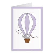 Kort Med Elefant I Luftballon Lilla (A6)