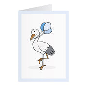Kort Med Stork Blue (A6)