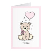 Tillykkekort Med Bamse Rosa (A6)