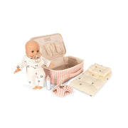 Baby Dukke Puslesæt i Kuffert i Pink Check