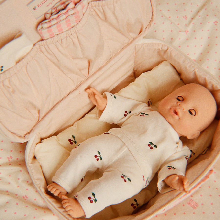 Baby Dukke Puslesæt i Kuffert i Pink Check