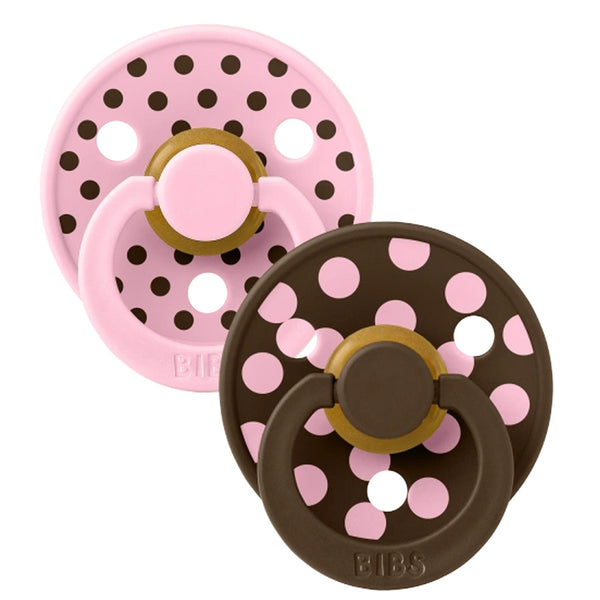 Bibs Studio Sut 2-Pak Polka Str 2, Baby Pink / Mocha