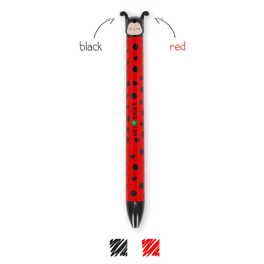 Click & Clack Kuglepen med 2 Farver Ladybug