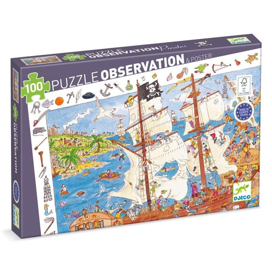 Observationspuslespil med Piratskib (100 brikker)