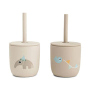 Done by Deer 2 - Pak Silikonekop Med Sugerør, Celebration Sand