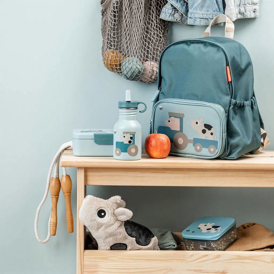 Done by Deer Drikkeflaske I Rustfrit Stål 350 ML, Tiny Farm Blå