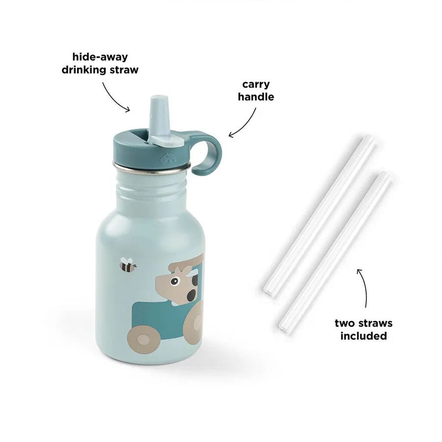 Done by Deer Drikkeflaske I Rustfrit Stål 350 ML, Tiny Farm Blå