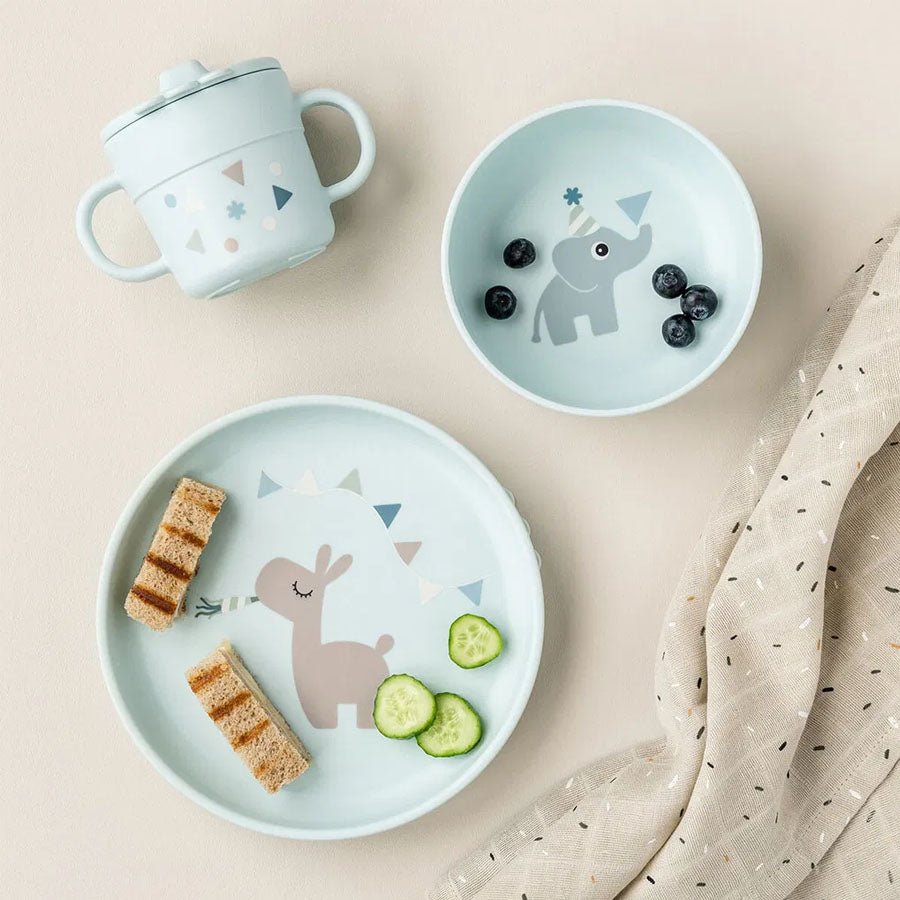 Done by Deer Foodie Spisesæt Med Sugekop, Celebration Blå