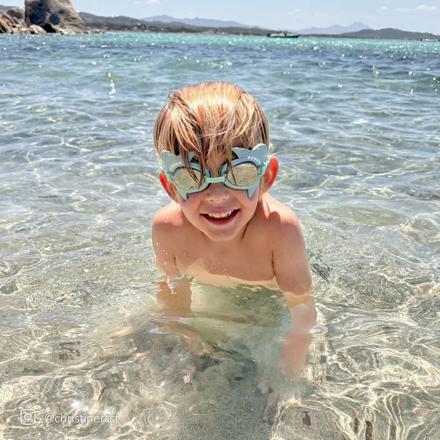 Dykkerbriller med Salty The Shark i Aqua