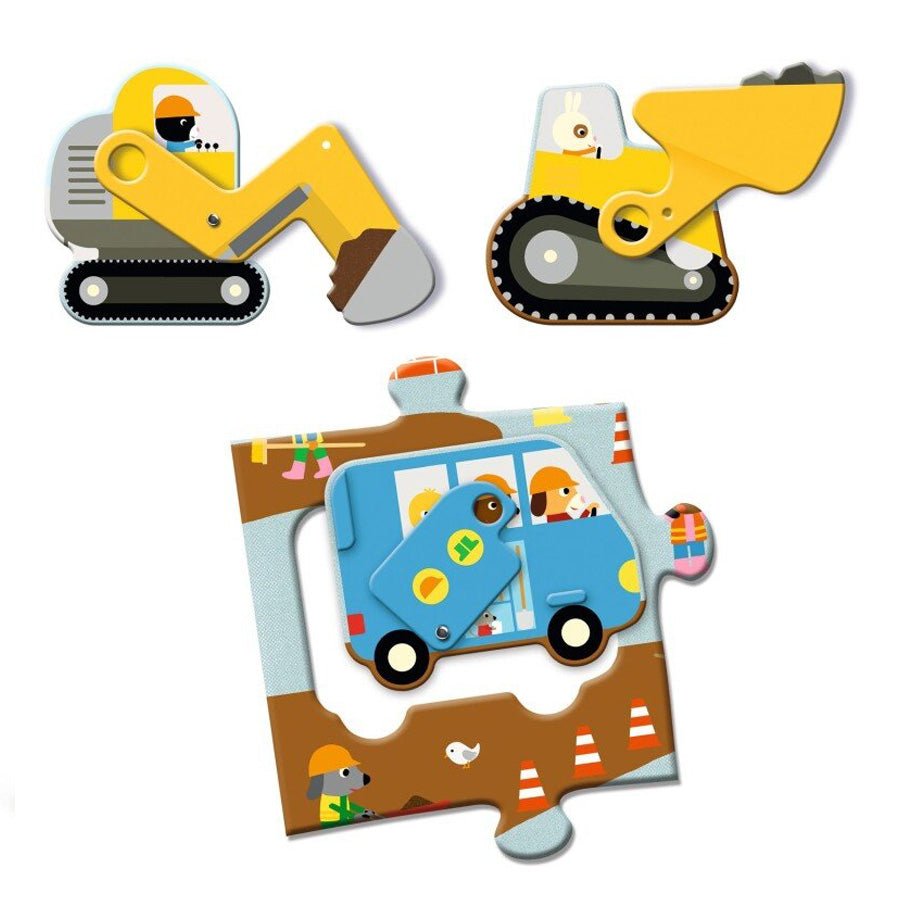 Gigant Puslespil med Byggeplads (12+5 brikker)