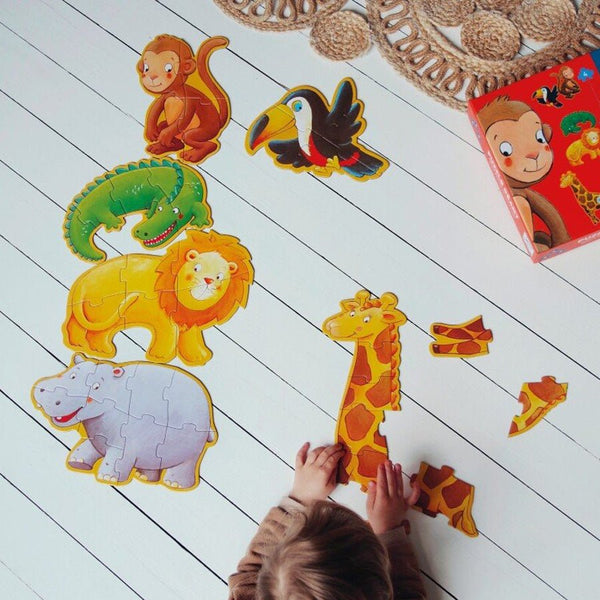 Gigant Puslespil med Marmoset og Venner (4+6+9 brikker)