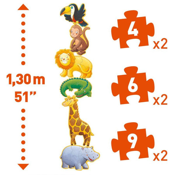 Gigant Puslespil med Marmoset og Venner (4+6+9 brikker)