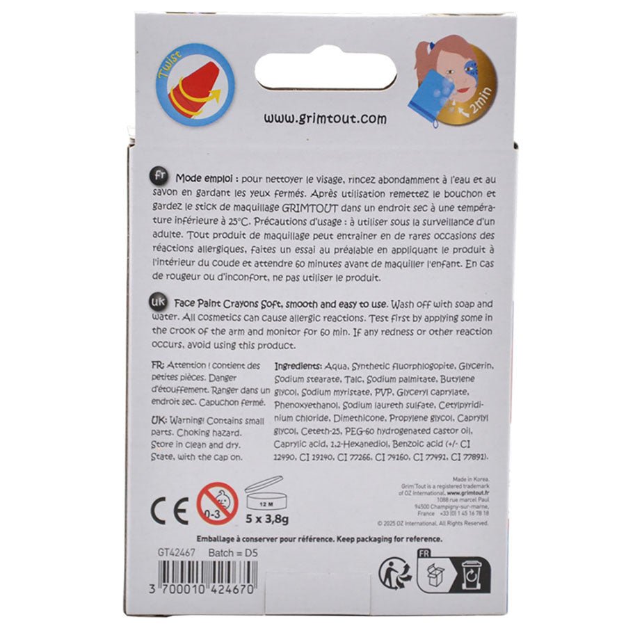 Grim Tout Ansigtsmaling, 5 stk - Metallic