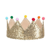 Guld Paillet Pom Pom Krone