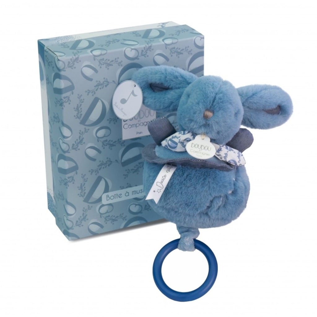 Kanin i Spilledåse i Blå (20 cm) fra Doudou et Compagnie