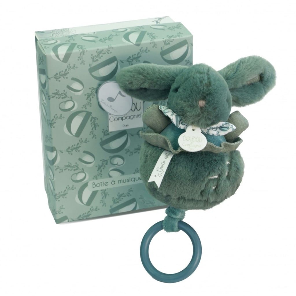Kanin i Spilledåse i Grøn (20 cm) fra Doudou et Compagnie