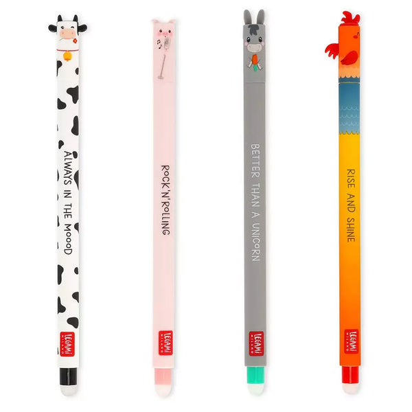 Legami Erasable Gelpen, 4-pak - Farm Sweet Farm