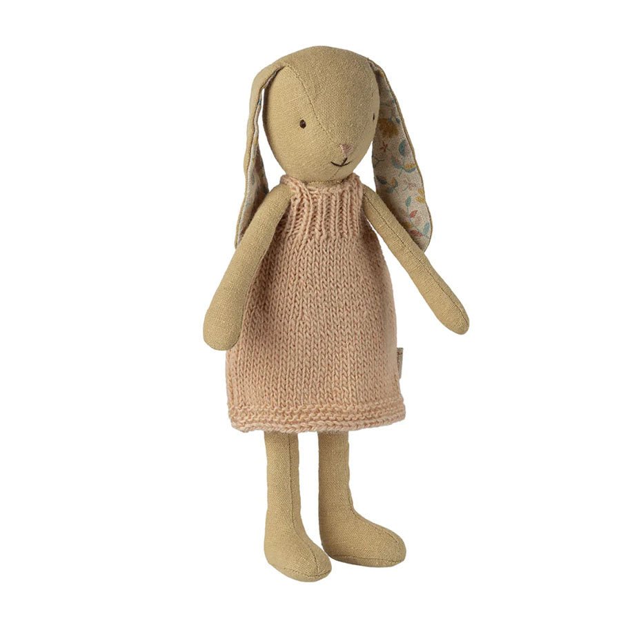 Kanin i Cremegul med Strikket Kjole (Str. 1)