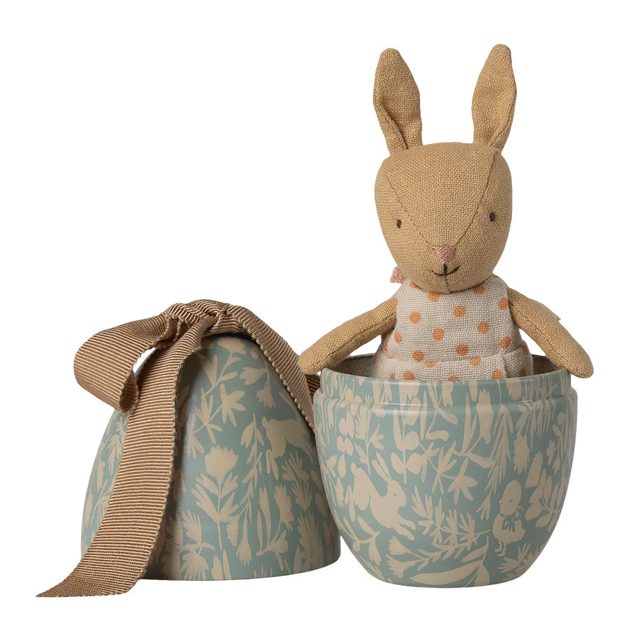 Lille Påskeæg med Mikro Kanin i Lys Blå