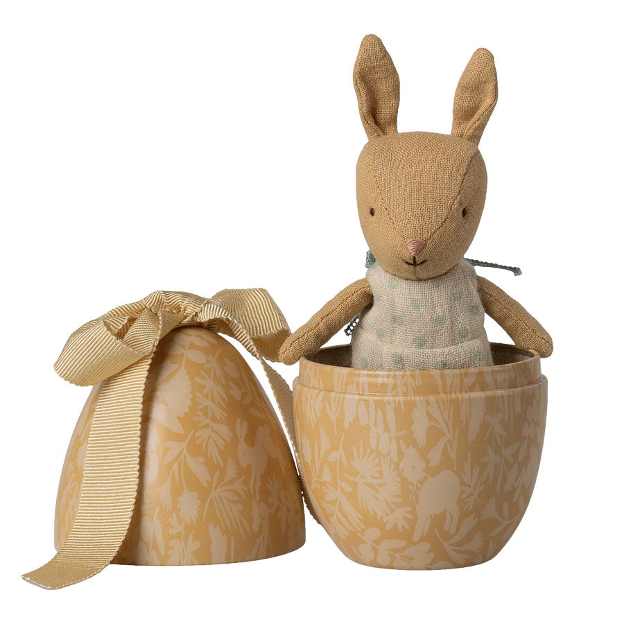 Lille Påskeæg med Mikro Kanin i Lys Gul