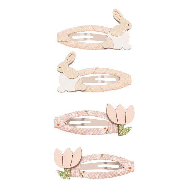 Mimi & Lula 4 Hårspænder, Bunny & Flower - Easter
