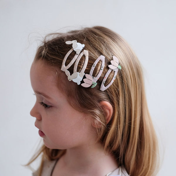Mimi & Lula 4 Hårspænder, Bunny & Flower - Easter