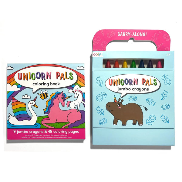 OOLY - Farvekridt Og Malebog, Unicorn Pals - Carry Along
