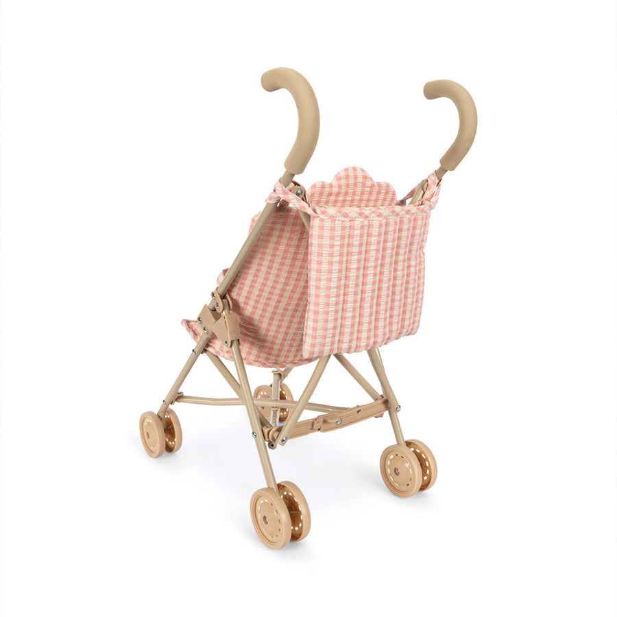 Poppy Dukke med Klapvogn i Pink Check