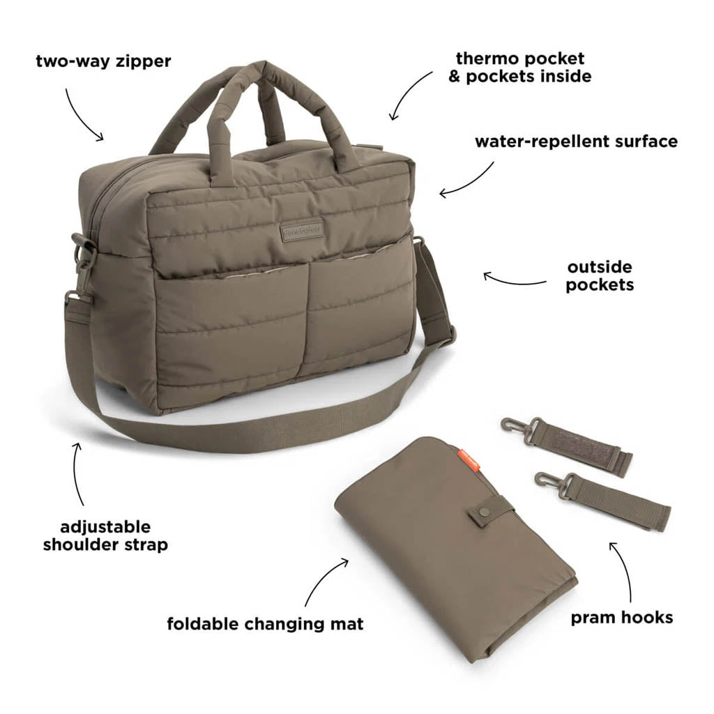 Quiltet Pusletaske i Taupe