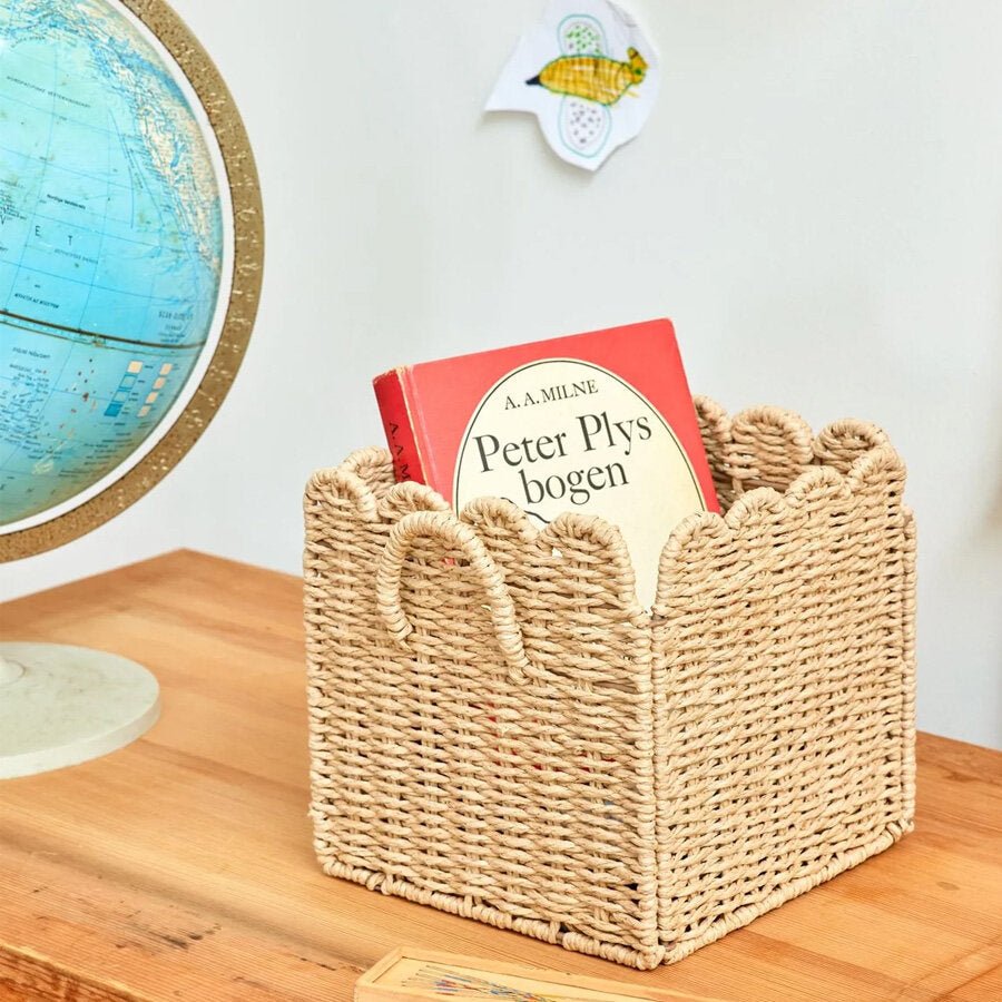 Rice opbevaringskurv med bølget kant, 20 x 20 cm