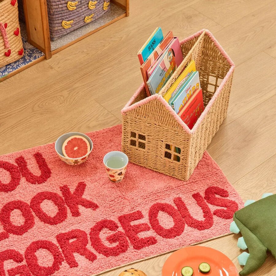 Rice opbevaringshus til bøger, pink