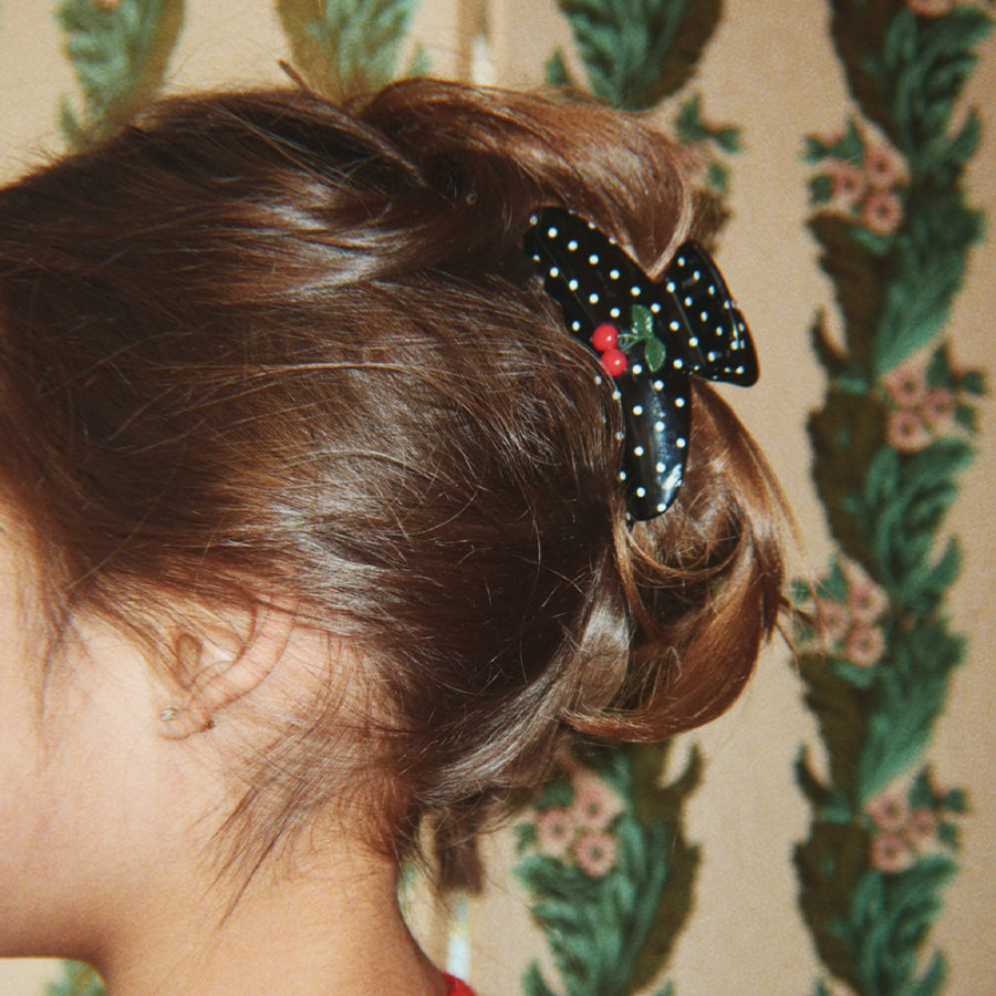 Stor Hårklemme i Cherry Dot