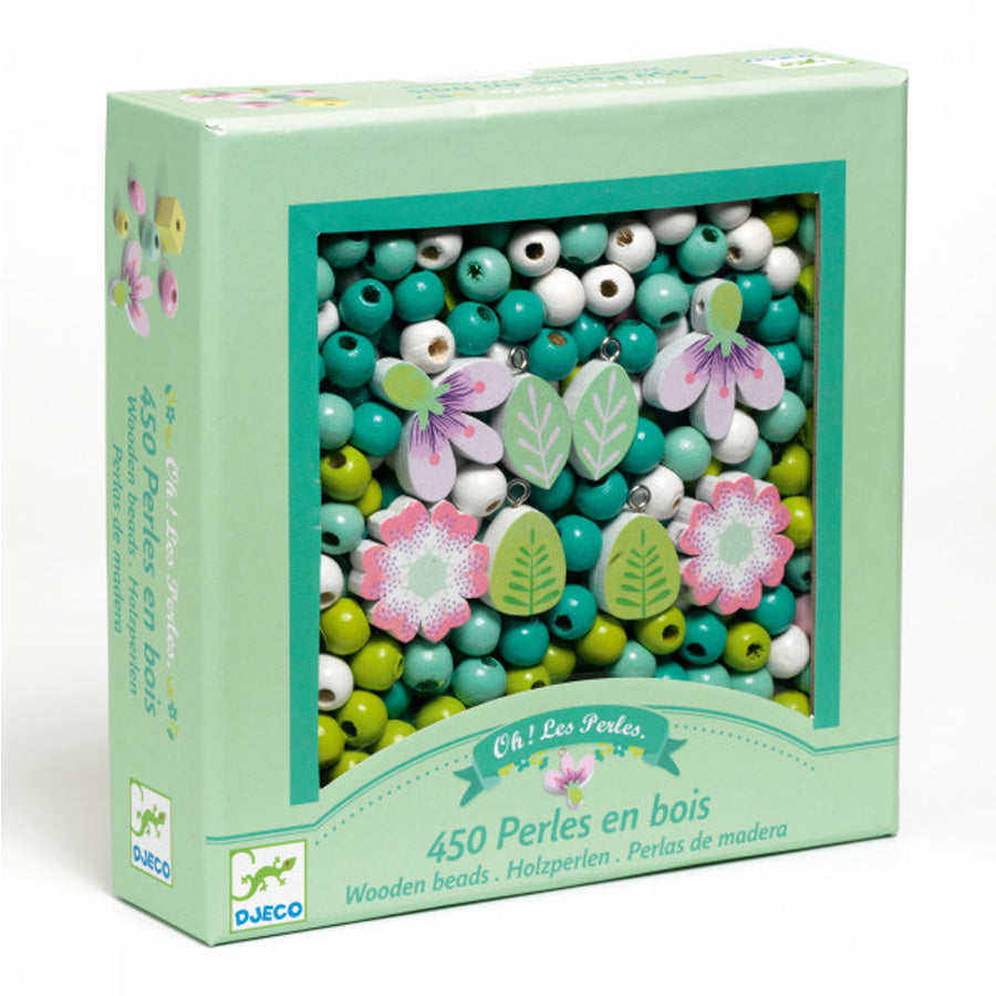 Træperler med Blomster